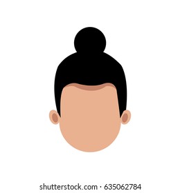 cartoon woman, head faceless hair style