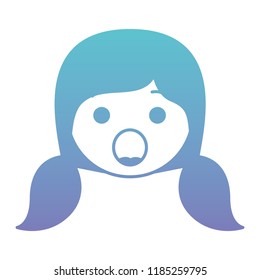 cartoon woman head surprised kawaii character