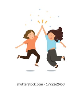 two kids do a double high five 15841041 Vector Art at Vecteezy