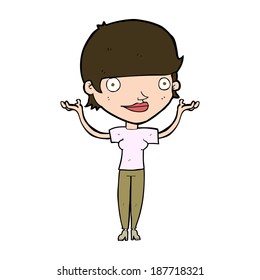 cartoon woman holding arms in air