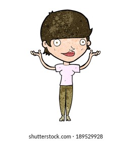 cartoon woman holding arms in air