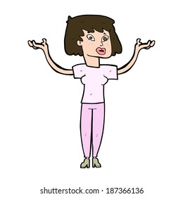 cartoon woman holding up hands