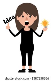 Cartoon woman with an idea illustration vector on white background