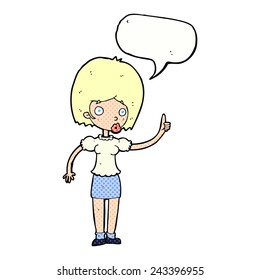 cartoon woman with idea with speech bubble