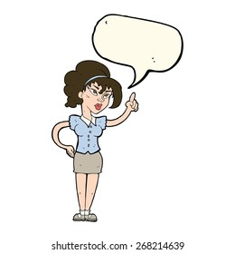 cartoon woman with idea with speech bubble