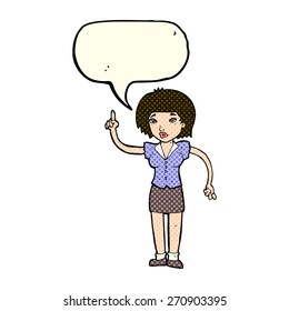 cartoon woman with idea with speech bubble