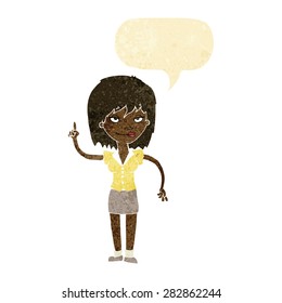 cartoon woman with idea with speech bubble