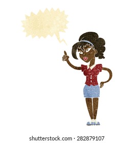 cartoon woman with idea with speech bubble