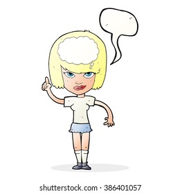 cartoon woman with idea with speech bubble