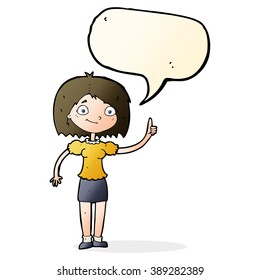 cartoon woman with idea with speech bubble