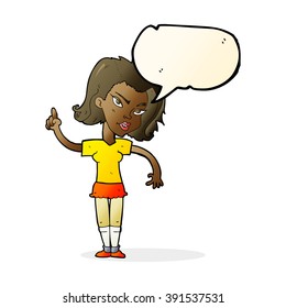 cartoon woman with idea with speech bubble