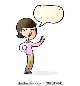 cartoon woman ignoring with speech bubble