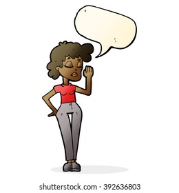 cartoon woman ignoring with speech bubble