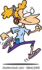 cartoon woman jogging