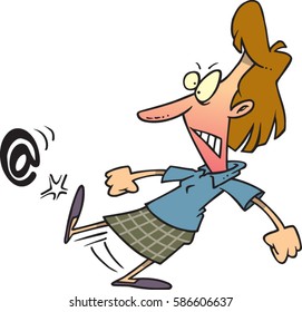 cartoon woman kicking in anger