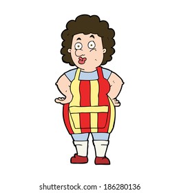 cartoon woman in kitchen apron