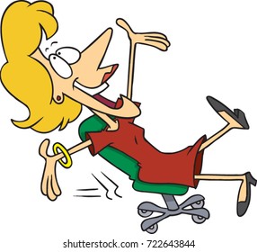 cartoon woman leaning back happily in an office chair