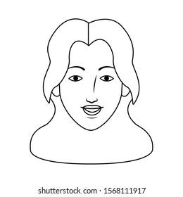 cartoon woman with long hair icon over white background, vector illustration