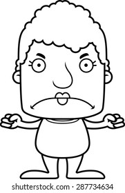 A cartoon woman looking angry in a swimsuit.