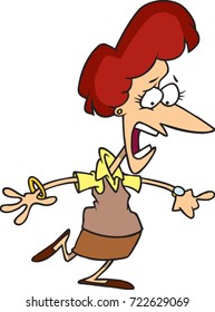 cartoon woman looking at her watch panicked (Late)