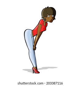 cartoon woman looking at something