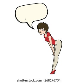 cartoon woman looking at something with speech bubble