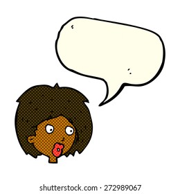 cartoon woman looking with speech bubble
