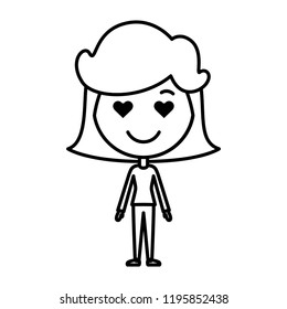 cartoon woman in love kawaii character