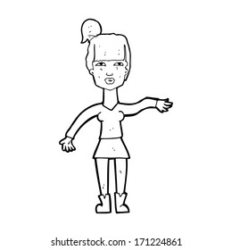 cartoon woman making dismissive gesture