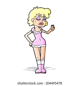 cartoon woman making dismissive gesture