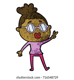 cartoon woman making peace sign