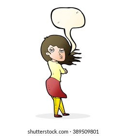 cartoon woman making photo face with speech bubble