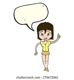 cartoon woman making point with speech bubble