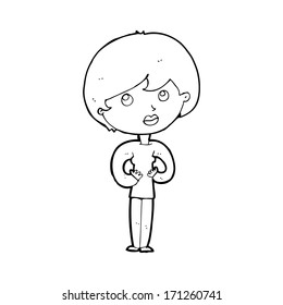 cartoon woman making Who Me? gesture