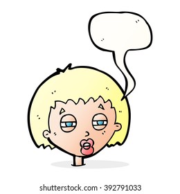 cartoon woman narrowing eyes with speech bubble