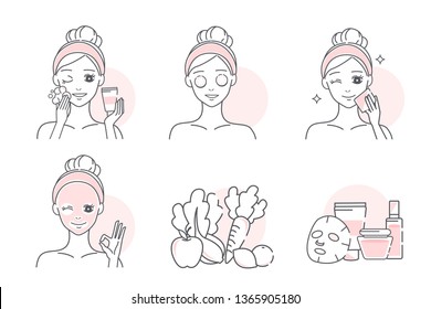 cartoon woman with a natural facial mask 