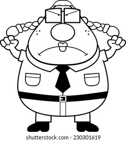 A cartoon woman nerd with an angry expression.
