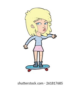 cartoon woman on skateboard