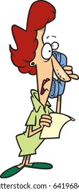 cartoon woman on the telephone