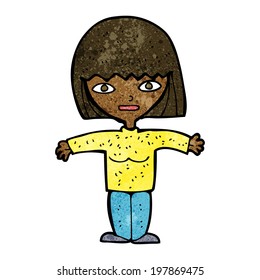 mulher de desenho animado de braços abertos