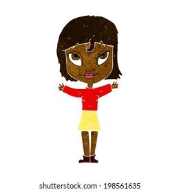 cartoon woman with open arms