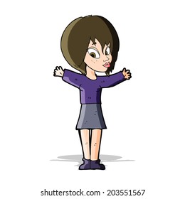 cartoon woman with open arms