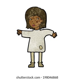 cartoon woman in patched clothing