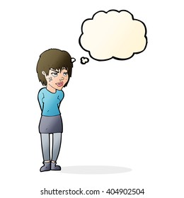 cartoon woman with plaster on face with thought bubble