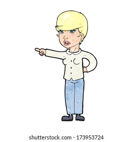 cartoon woman pointing finger of blame