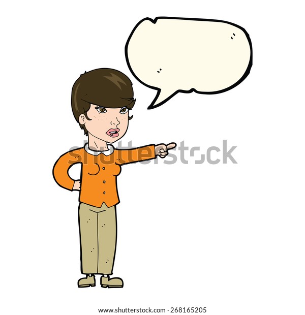 Cartoon Woman Pointing Finger Blame Speech Stock Vector Royalty Free