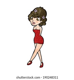 cartoon woman posing in dress