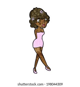 cartoon woman posing in dress