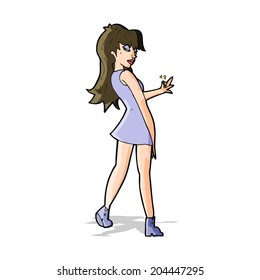 cartoon woman posing in dress