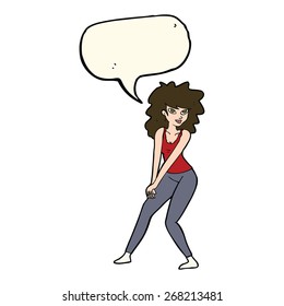 cartoon woman posing with speech bubble